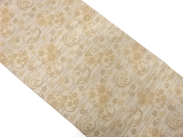 JAPANESE KIMONO / ANTIQUE FUKURO OBI / SILK / WOVEN EGASUMI PATTERN